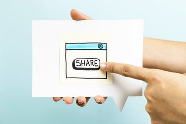 Share button concept on blue background