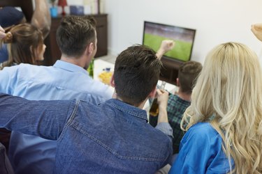 Fans of soccer watching match