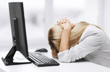 stressed woman with computer