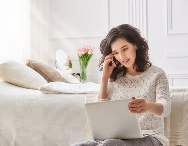 woman working on a laptop