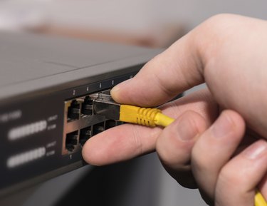 Ethernet cable connecting to the switch