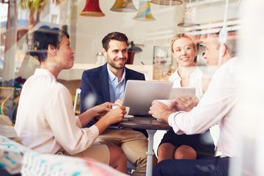 Business meeting in a cafe