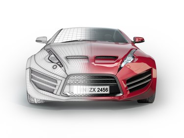 Sports car with wireframe