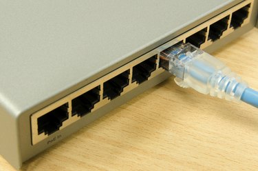 Router network hub with patch cable