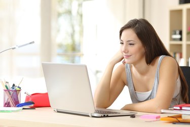 Student studying and learning online