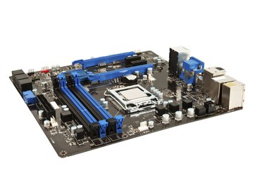 Laptop black and blue mother board