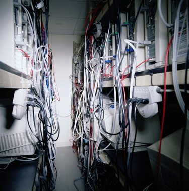 Cables in network server room