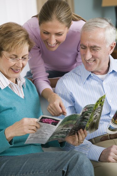 Family reading brochure