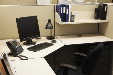 Computer and files in office