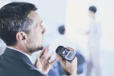 Businessman talking on cell phone