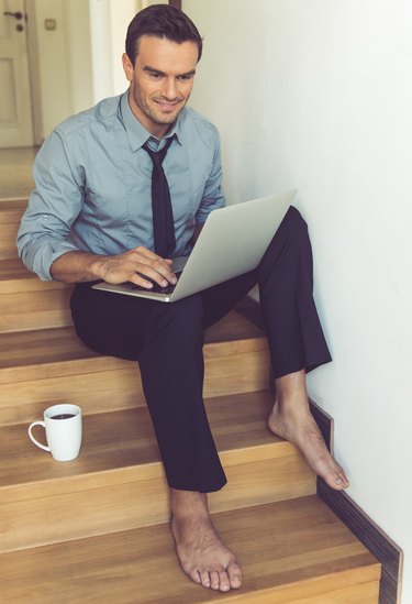 Handsome businessman at home