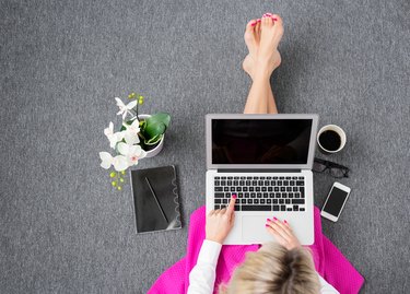 Woman working with computer in style