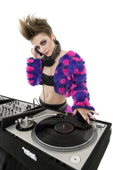 Portrait of punk DJ over white background