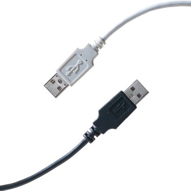 Diagonal black and white USB cables