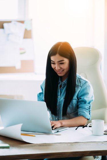 Enjoying her working day.