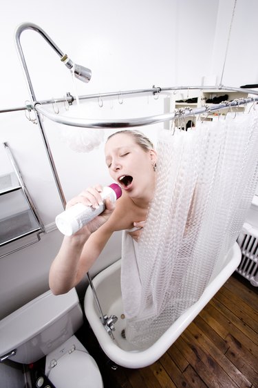 Woman singing in shower
