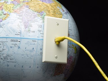 Ethernet cable pluged into globe