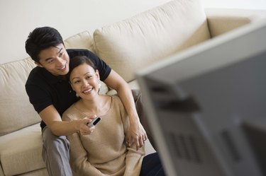 Couple watching television