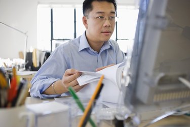 Businessman working on computer