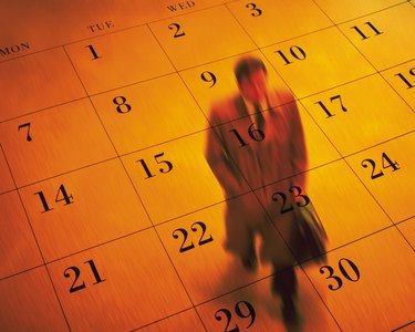Businessman and calendar, CG, composition, high angle view, blurred motion