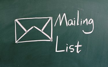 Mailing list words and symbol on the blackboard