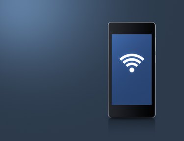 Wi-fi connection icon on modern smart phone screen