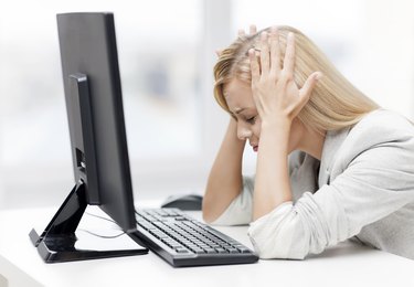 stressed woman with computer