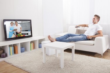 Young Man Watching Television