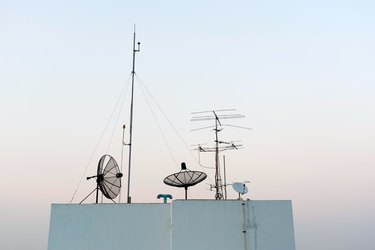 Satellite Dishes and TV antennas  on skyscraper