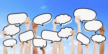 Empty Speech Bubbles Raised Outdoors