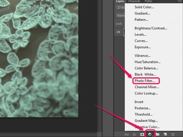 The New Fill or Adjustment Layer menu in the Layers panel of Photoshop.