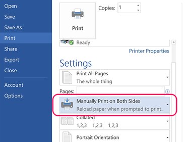 Click Manually Print on Both Sides.