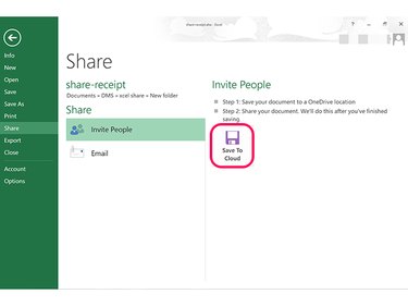 Click the Send to Cloud icon to save the file to OneDrive.