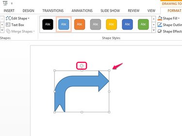 Drag the arrow to make it bigger; rotate it with the grab handle.