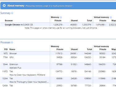 Chrome's About:Memory page.