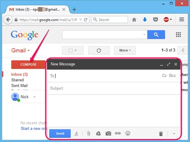 Creating a new message in Gmail.