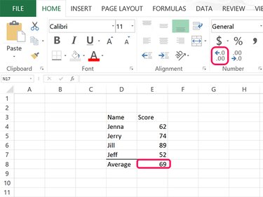 Increase the decimal numbers in Excel.