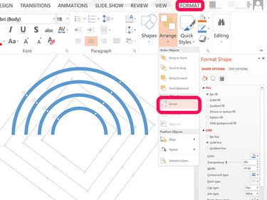 Arrange drop-down menu