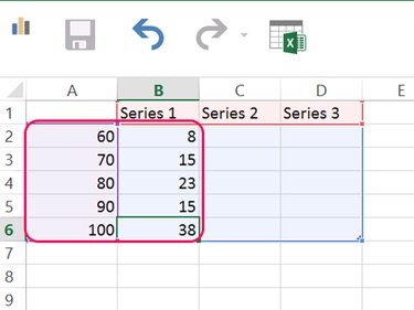 Enter your histogram data in columns A and B.