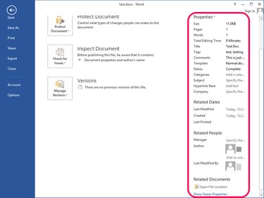 The complete list of metadata information appears on the right.