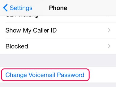 Tap Change Voicemail Password in the Phone menu.