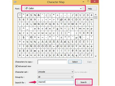 Search Character Map for macron lines.