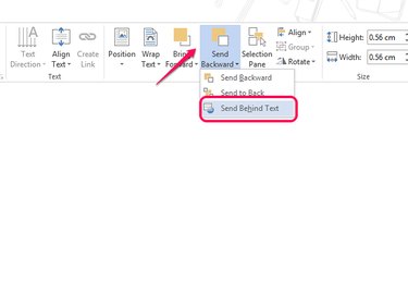 Select Send Behind Text in the Send Backward menu.