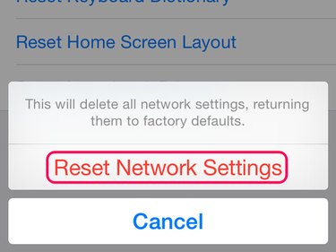 Tap Reset Network Settings to confirm the reset.
