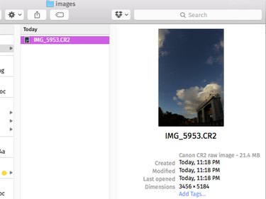A CR2 file displayed in Finder.