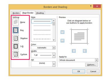 Select the Box option to create your own fancy border.