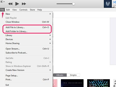 Add a file or folder to the iTunes library.