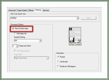 An example of a printer's Properties dialog box showing the duplex printing selection.