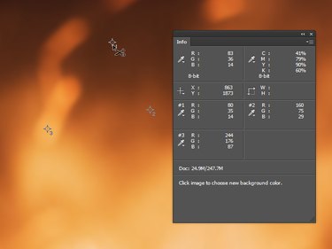 An image in Photoshop, with three sample points and the Info panel visible.
