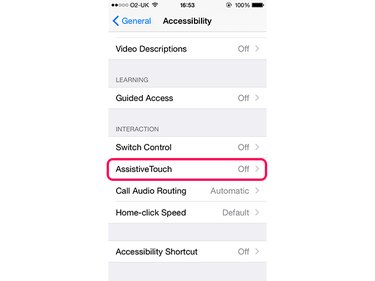 The iPhone's Accessibility options.